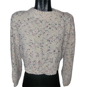 Hyfve Cream Confetti Speckled Knit Cropped Sweater Small